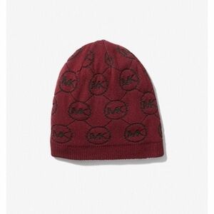 MICHAEL KORS Reversible Metallic Logo Jacquard Beanie Hat